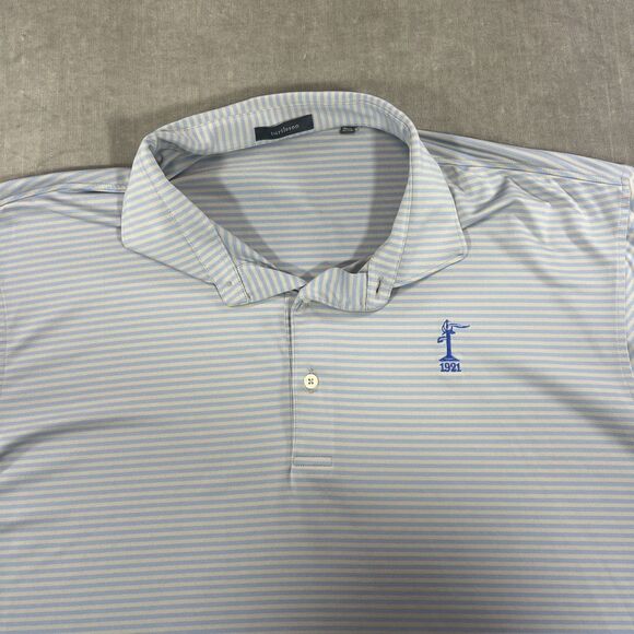 Turtleson Mens XXL Blue Green Striped Golf Polo Shirt - Picture 2 of 6